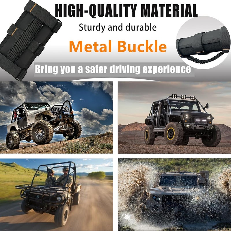 KKIKK Paracord Jeep Grab Handles, 2 Pack Jeep Wrangler Roll Bar Grab Handles for JK TJ JL CJ YJ JKU JLU and Gladiator JT Wrangler Hardware Handle for 2019 2020 2021 2022 2023 2024 Modle - Image 5